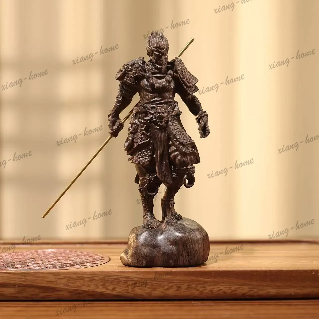 FG  agarwood carved sun wukong figurine - monkey king handicraft, home decoration, 