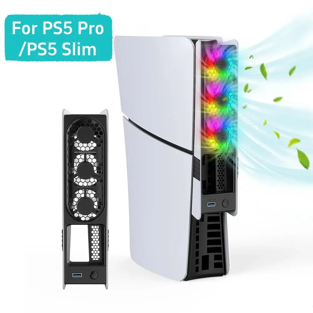 

For Pro Slim Host Cooling Fan With RGB Flash Color Gaming Cooler Fan Cooling System For Slim Disc Digital Console
