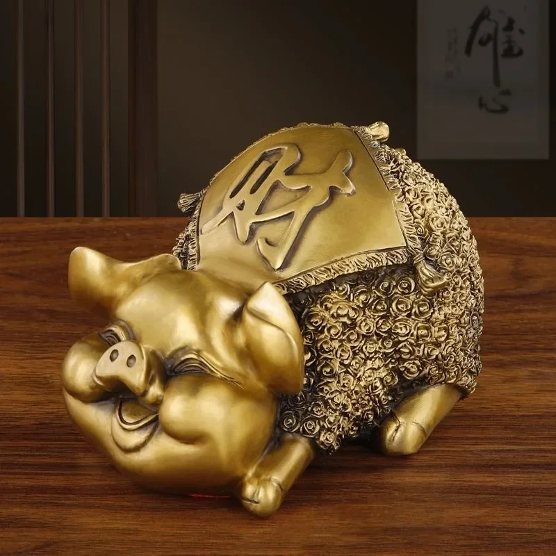 

Pure Copper Pig Ornament Golden Wealth Home Office Mascot Store Opening Gift