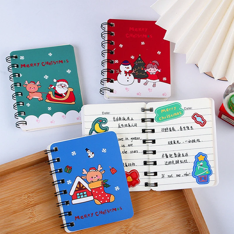 Creative Cartoon Mini Christmas Series Coil Notepad Simple Student Small Fresh Notepad School Plan Stationery