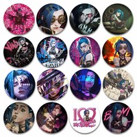 New Arcane Jinx 2 Badge Cartoon Round Runaway Loli Brooch Soft Button Pins for Backpack Clothes Accessories Gamer Friends Gifts
