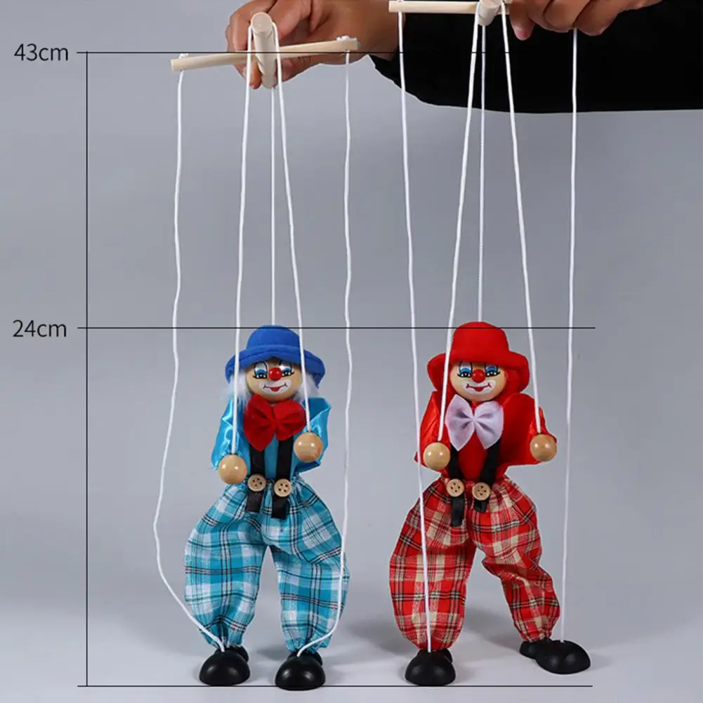 Children Puppet Toy Pirate Marionette Clown Puppet Toy for Kids Wooden Pull Rope Doll for Boys Girls Birthday Christmas Gifts