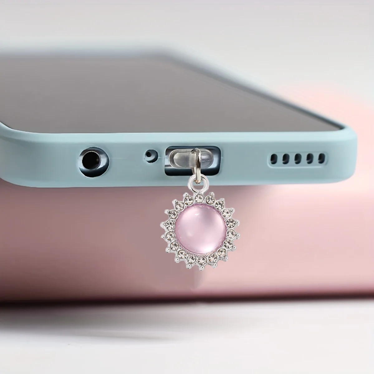 Telefon-Staubschutz mit Diamant-Katzenaugen-Steinanhänger, Hängedekoration, Telefonzubehör für iPhone Typ-C-Anschluss Staubschutz – Detail 5