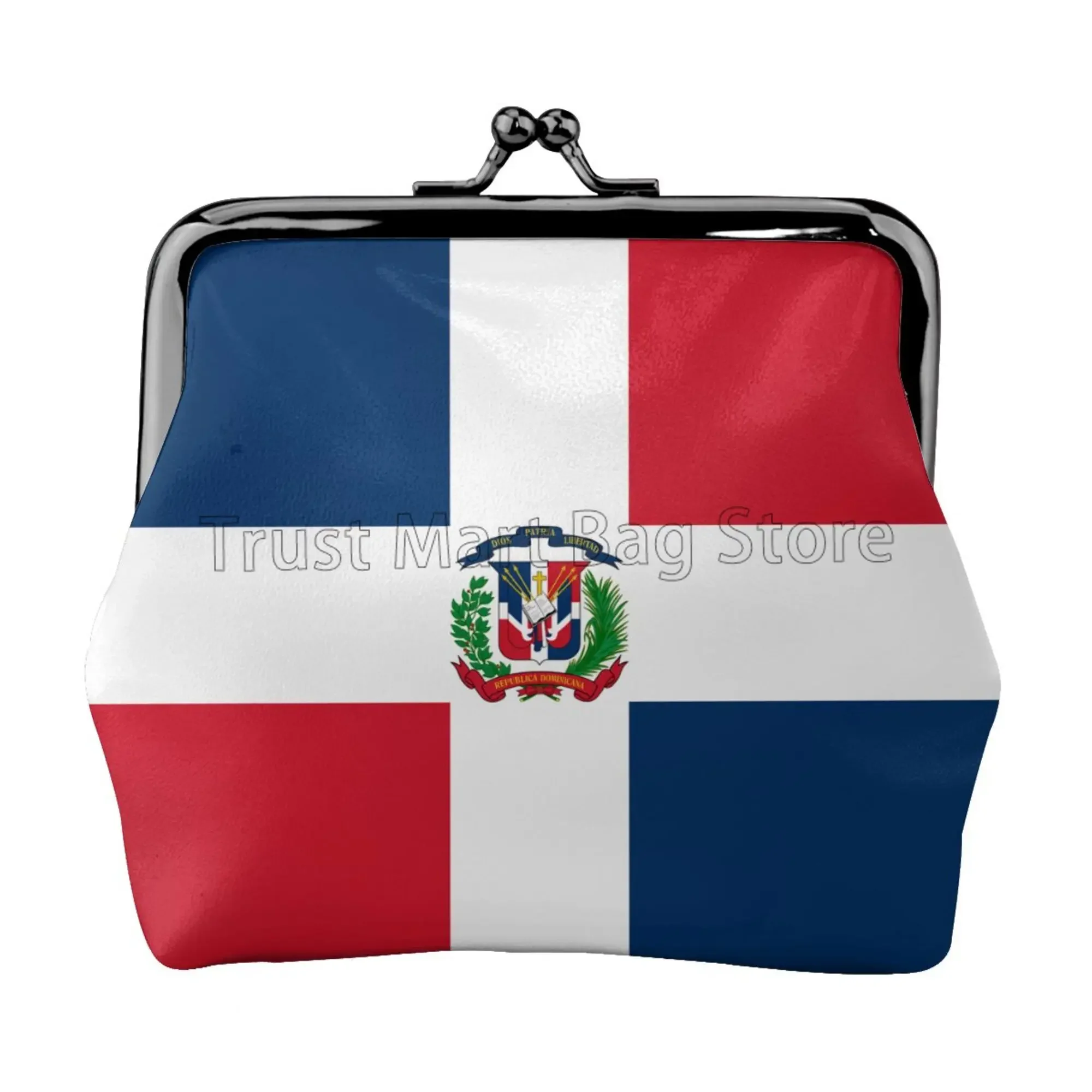 

Dominican Republic Flag Print Leather Coin Purse Small Change Pouch with Kiss-Lock Clasp Closure Buckle Wallet Gifts for Women
