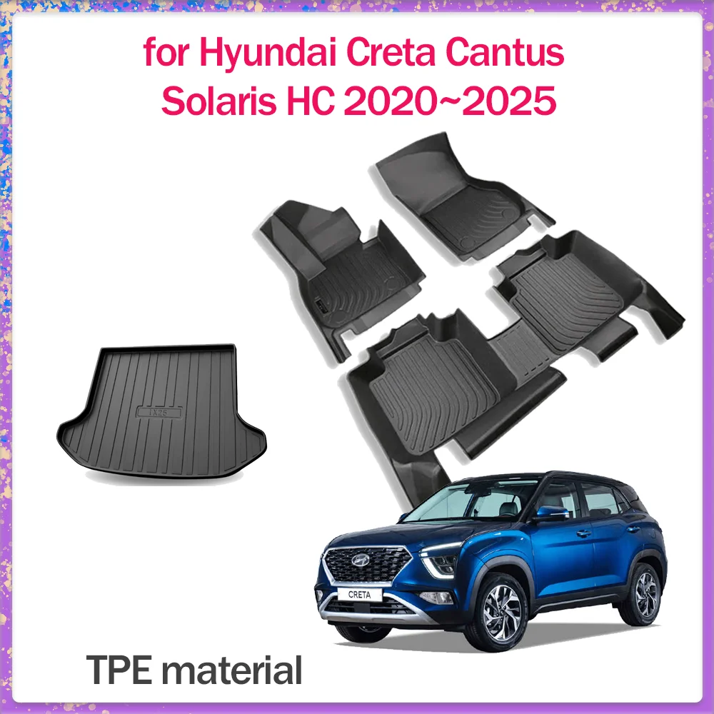 

Автомобильный коврик для Hyundai Creta Cantus Solaris HC 2020 ~ 2025, внутренняя подкладка для ног, водонепроницаемые сиденья в багажник, коврик, аксессуары