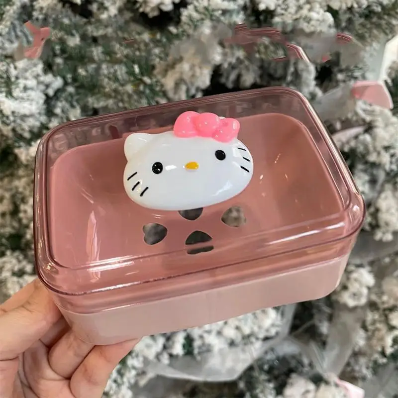 Kawaii Sanrio Hello Kitty My Melody Cinnamoroll kotak sabun gadis kartun lucu penutup lipat kamar mandi sabun cuci piring hadiah Festival