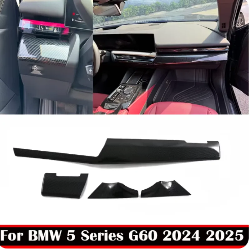 

X For BMW 5 Series G60 2024 2025 LHD ABS Carbon Fiber Interior Center Console Co-pilot Dashboard Strip Interior Door Decorative