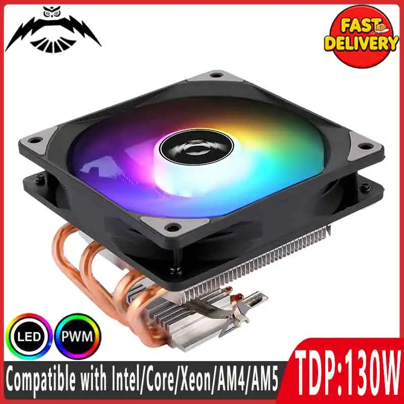 Compatible with LGA115x 1200 1700 1851 2011 2066 X79 X99 AM4 AM5 Desktop Computer CPU Cooler 120mm Fan 2/4 Heat Pipe Air-Cooled