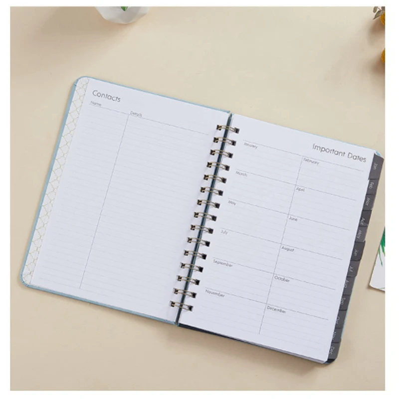 Weekly Plan Book Full English Schedule Book PU Leather Notebook 2022 Elastic Band Notepad