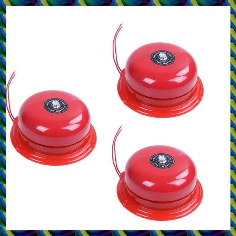 毎日 3X AC 220V 100mm 4 インチ直径学校火災警報器丸型電気ベル赤
