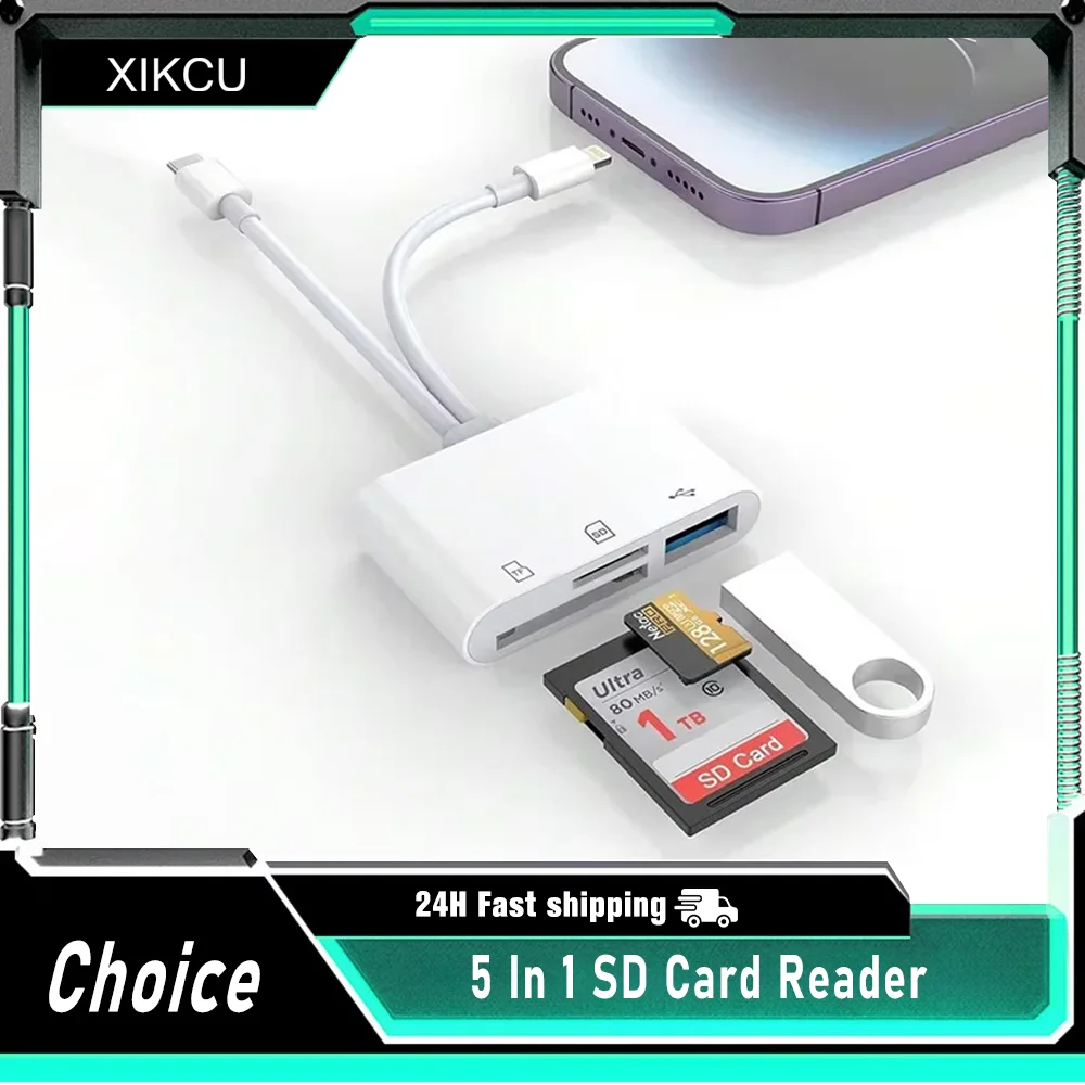 【セール中】5 in 1 SDカードリーダー Lightning /Type C - USB 3.0/SD/TFカードアダプター、iPhone iPad MacBook Samsung Android対応メモリカードリーダー