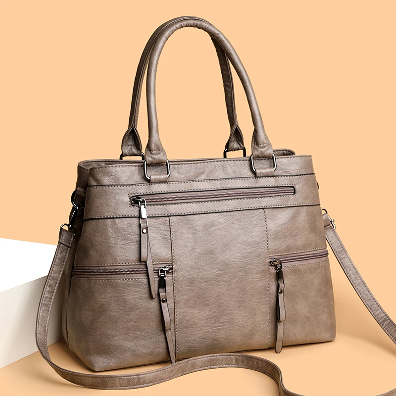 Genuine Brand Soft Leather Top-handle Bags Female Handbags Women Shoulder Crossbody Tote Messanger Bag Large Capacity Sac