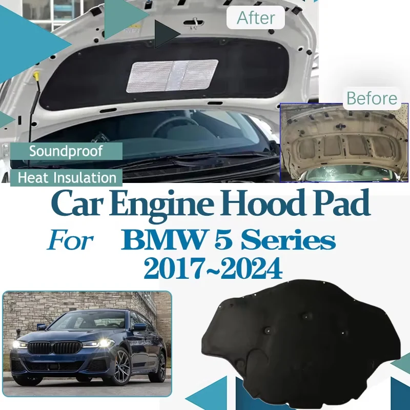 

Для BMW 5 серии G30 G38 525 528 530 2017-2024 капот двигателя автомобиля звук передняя теплоизоляция хлопковые огнестойкие чехлы аксессуары
