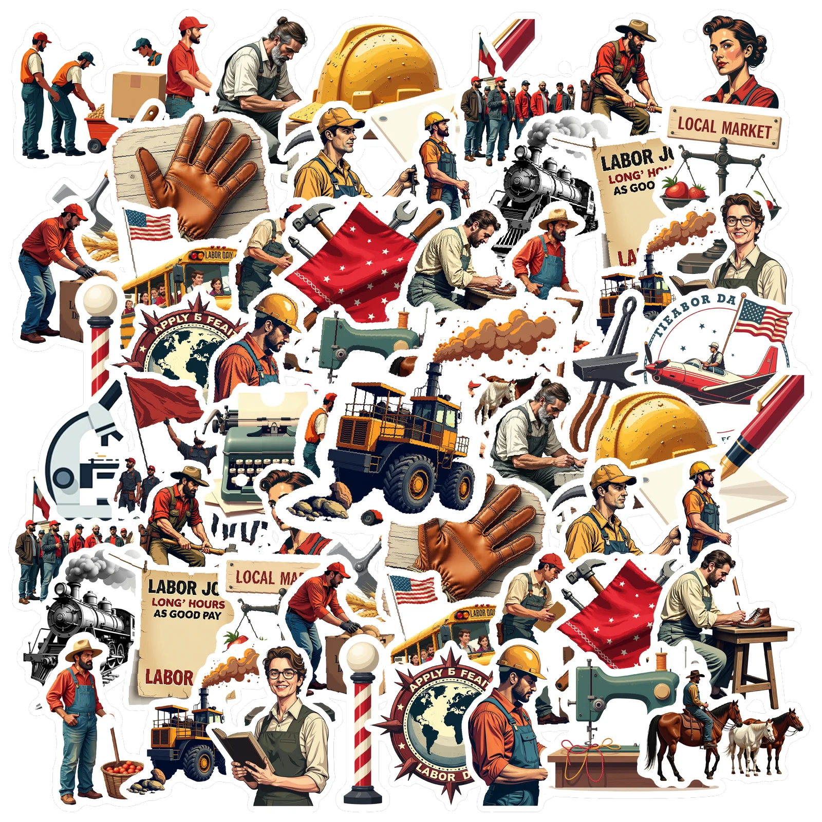 35pcs-100pcs Detailed Stickers Classic Tool Stickers Retro Decals For Suitcase Fridge Phone Luggage Laptop Guitar Car Sticker