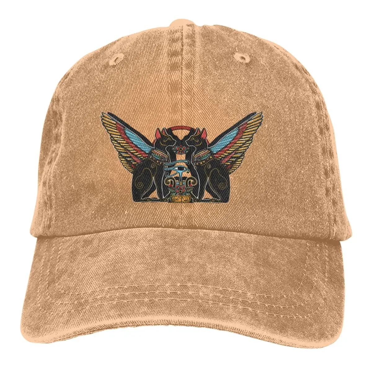 Summer Cap Sun Visor Two Winged Black Cat Tattoo Hip Hop Caps Ancient Egypt Egyptian Cowboy Hat Peaked Hats