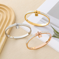 Fashionable Stainless Steel Bracelet with Small Lock Design 'Forever Love 520' Symbol of First Sight Love Suitable Women's Gift