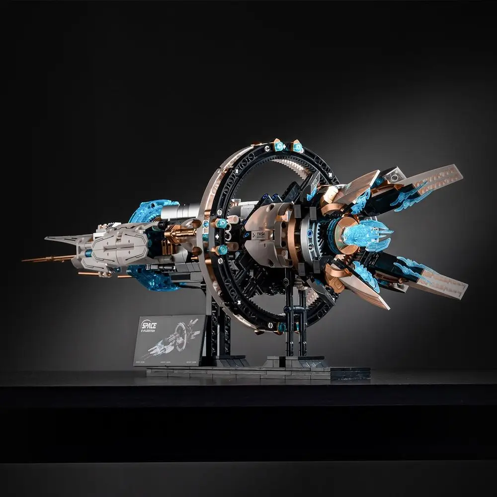 Kit di costruzione della stazione spaziale interstellare con luci e motore, giocattolo ideale per l'esplorazione dello spazio per età 8-12, regalo creativo per spazio