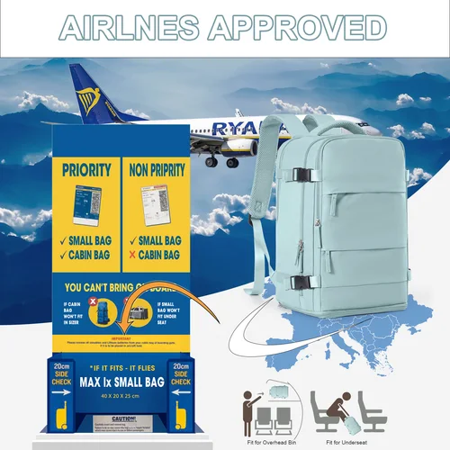 Imagen 2 del producto Mochila de equipaje de mano para hombre y mujer, morral de viaje para ordenador portátil universitario de negocios, impermeable, para llevar, viaje, cabina, avion, 40x20x25