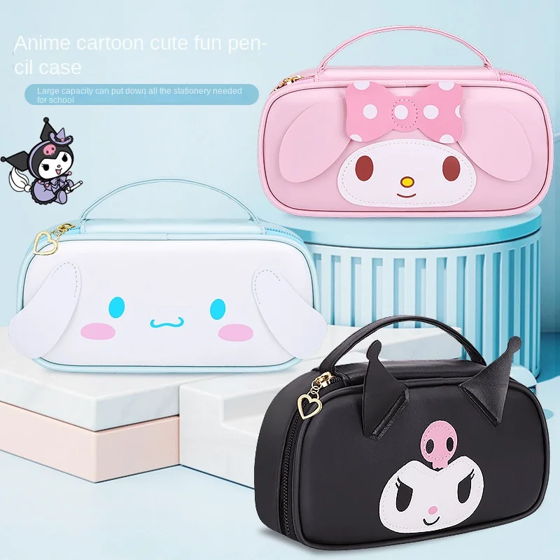 Cartoon Sanrio Cinna moroll Melodie Kuromi Pochacco Doppels chicht Studenten Bleistift Briefpapier Feder mäppchen Kosmetik tasche