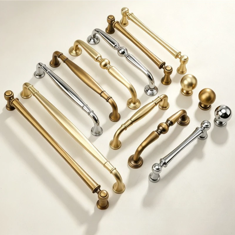 Vintage Wardrobe Door Handle Antique Brass Sideboard Cabinet Pull Silver Kitchen Furniture Hardware Solid Alloy Single-Hole Knob
