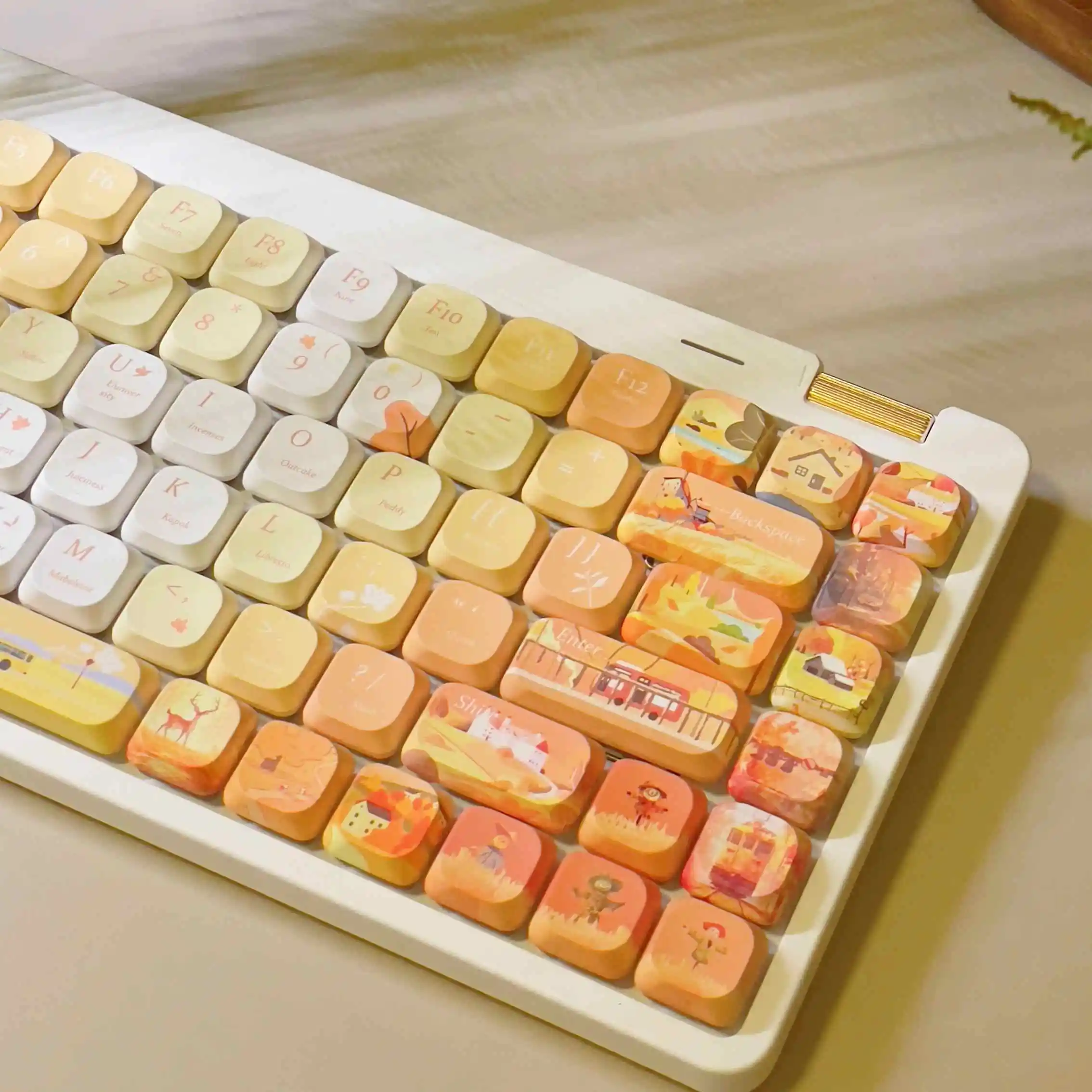 120 toetsen aangepaste laag profiel esdoornbladeren slanke keycaps vijf zijden kleurstofsublimatie PBT Keycaps voor MX-schakelaars mechanisch toetsenbord