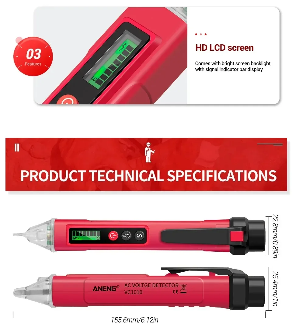 Intelligentes Multimeter-Set Wiederaufladbar ANENG High-End Touchscreen 6000-Anzeigen Multimeter AC/DC Spannungs- und Strommessgerät – Detail 25