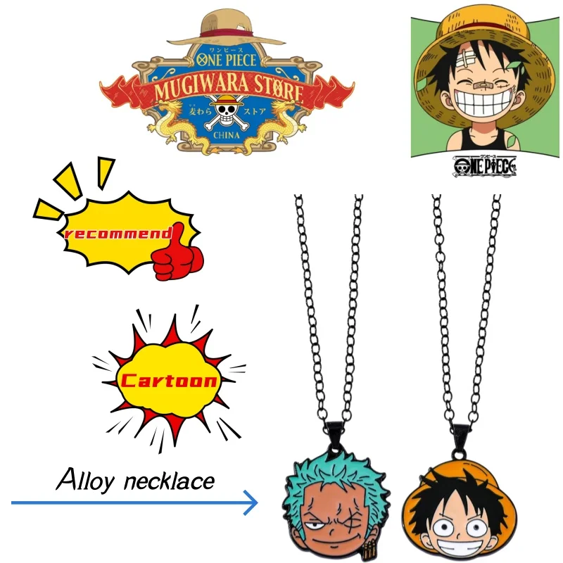 One Piece new anime cartoon merchandise character Luffy Zoro necklace, fashion trendy pendant jewelry, alloy necklace accessory