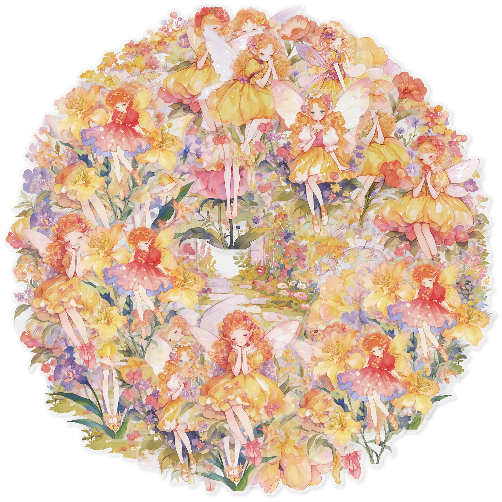 Etori Life Flower Hedge Fairyland Vintage Style Autumn Elf Pattern Pet Sticker Pack DIY Scrapbooking Supplies, Notebook, Phone Stickers, Photo Album, Handmade Artwork, Toy Stickers, Die-Cut Craft, Waterproof Decals