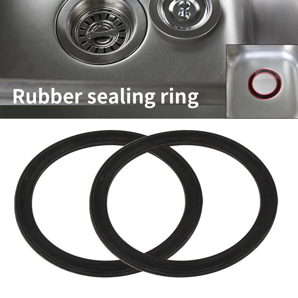 2Pcs Black Rubber Sealing Ring Set Replacement Rubber Seal Bathroom Basket Strainer Washer Kitchen Sink Drain Seal Gasket