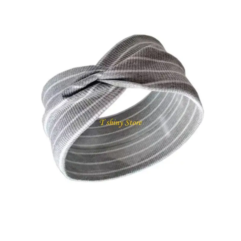 N58F Adjustable Elastic Hairband For Sweat Absorbing Hair Accessory Gym Sports Wear Stripy Print
