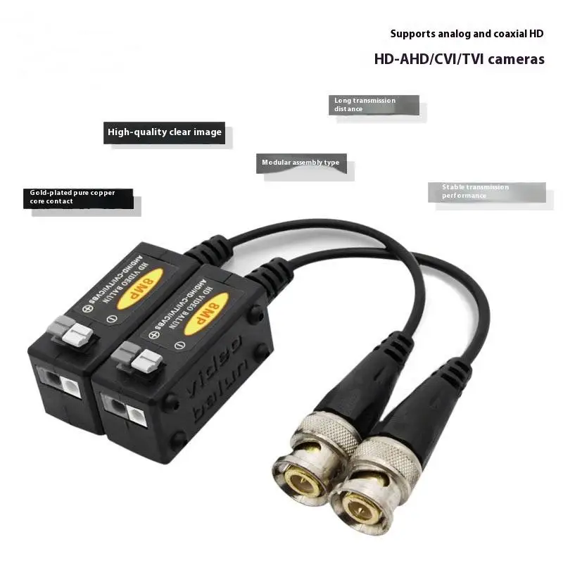 2 шт. UTP кабельные разъемы 8MP витая пара BNC CCTV видео пассивные трансиверы поддержка AHD/CVI/TVI 4K камера Cat5e/Cat6