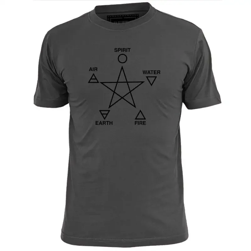 Mens Pentacle Fire Earth Water Air Spirit T Shirt Pagan Magic