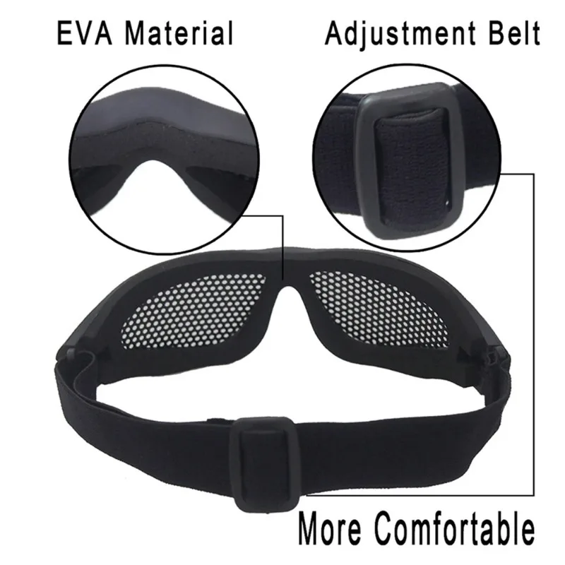 Professionelle Taktische Schutzbrille mit Antibeschlag-Funktion und Metallgitter-PC-Linse für Airsoft, Paintball und Jagd – Detail 4