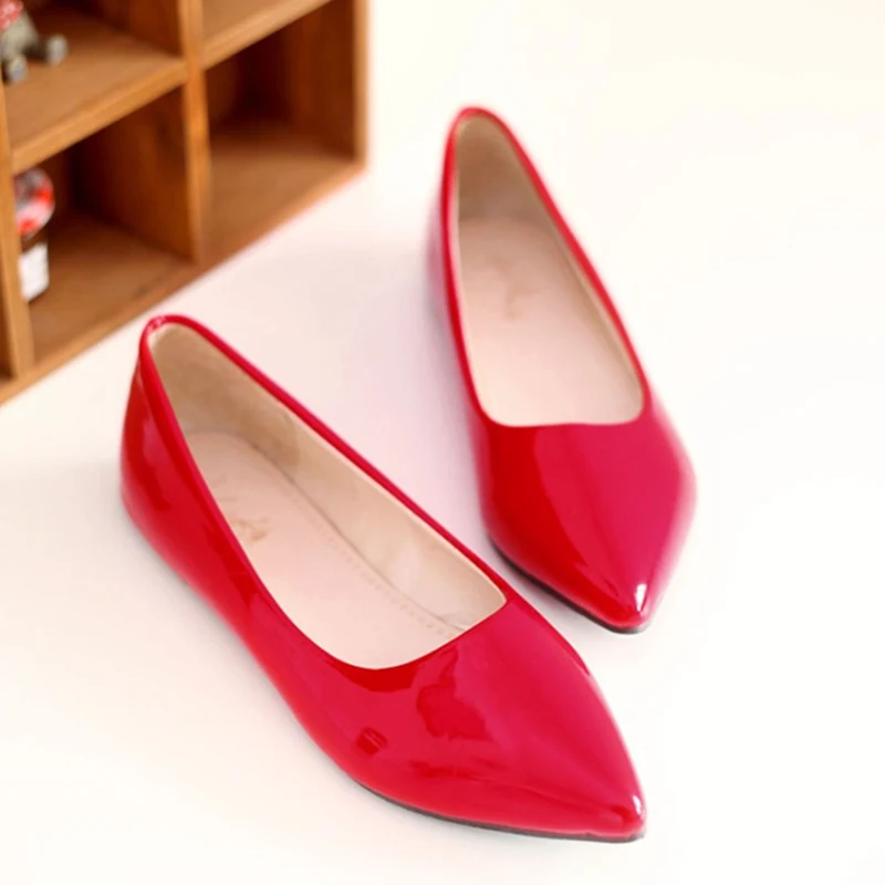 Comfortable Flat Woman Flats Spring Autumn Female Ballet Shoes Pointed Toe Red Nude Red Blue Casual Work Loafer Shoes Women