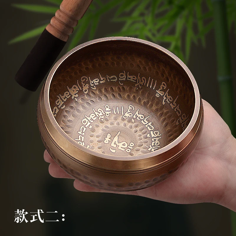 Nepalese Handmade Buddhist Music Bowl Yoga Meditation Bowl Sanskrit Music Bowl Copper Chime Bowl