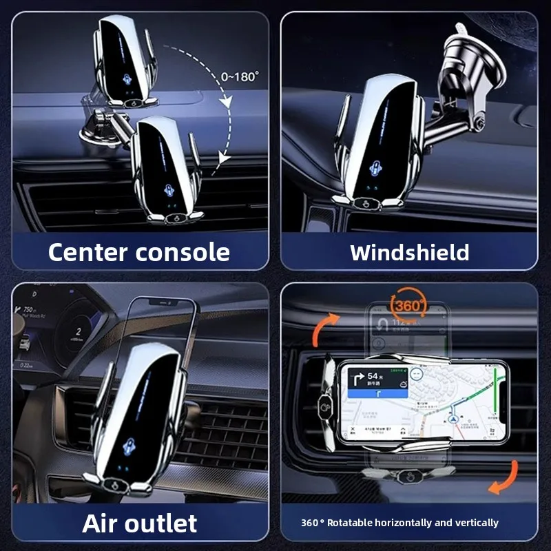 Support de téléphone portable sans fil pour voiture, chargeur à induction électrique, fixation automatique