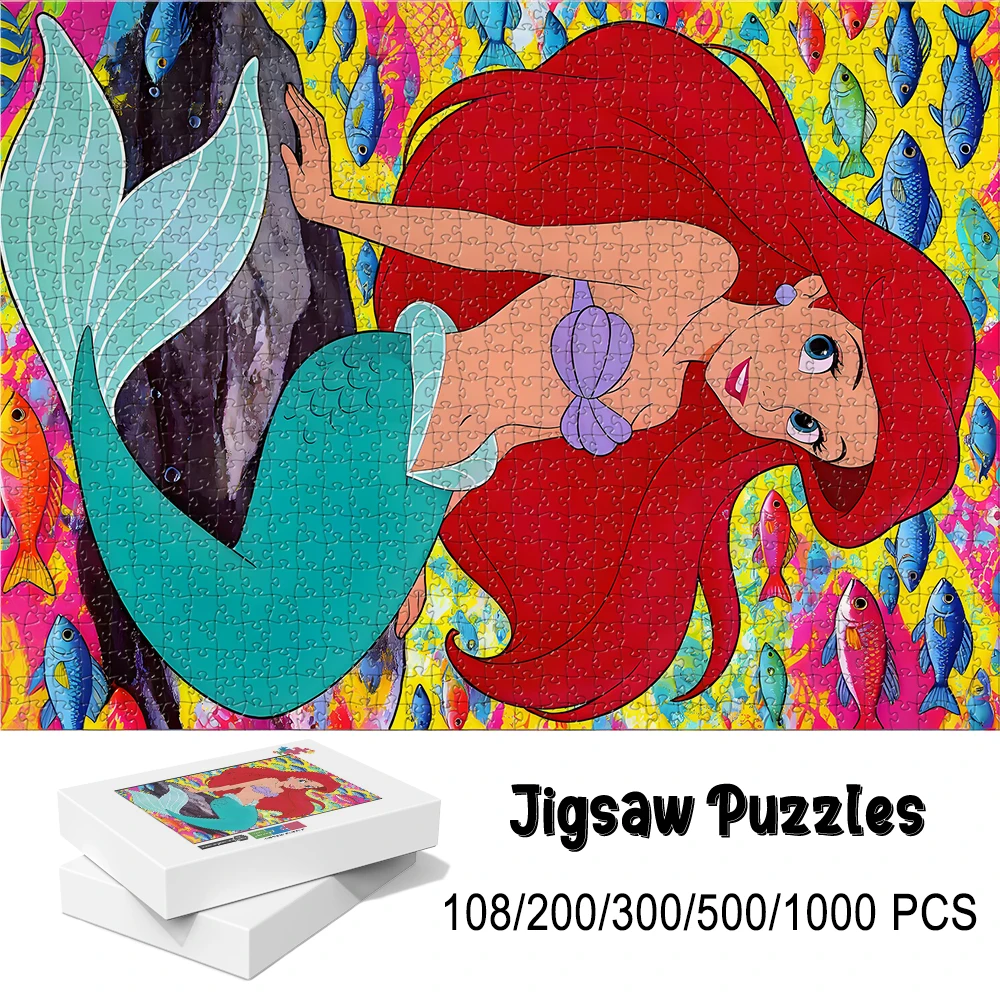Ariel the Little Mermaid Wooden Floor Puzzle Game - 1pc Various Piece Counts 108/200/300/500 Piece Options Available