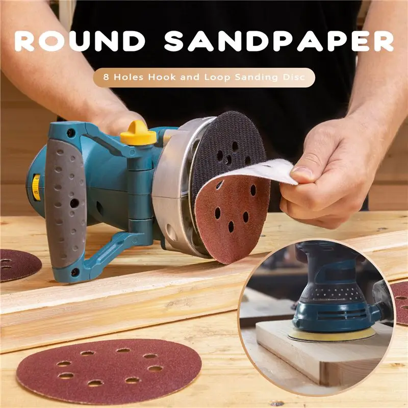 AS94-100 PCS 5 Inch 8 Holes Hook And Loop Sanding Disc Sandpaper, 20 Pcs Each Of 600 800 1000 1500 2000 Grits Sand Paper For Ran
