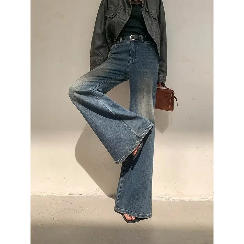 Women Blue Jeans Y2K Style Vintage Fashion High Waisted Streetwear Wide Leg Jean Female Trouser Oversized Baggy Denim Pants