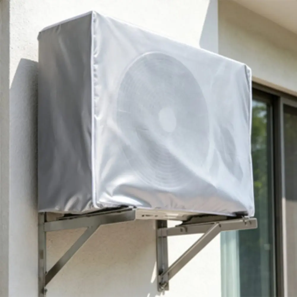 AC Unit Cover for Outdoor Installation - 210D Fabric Design Promotes Ventilation While Blocking Debris and Precipitation