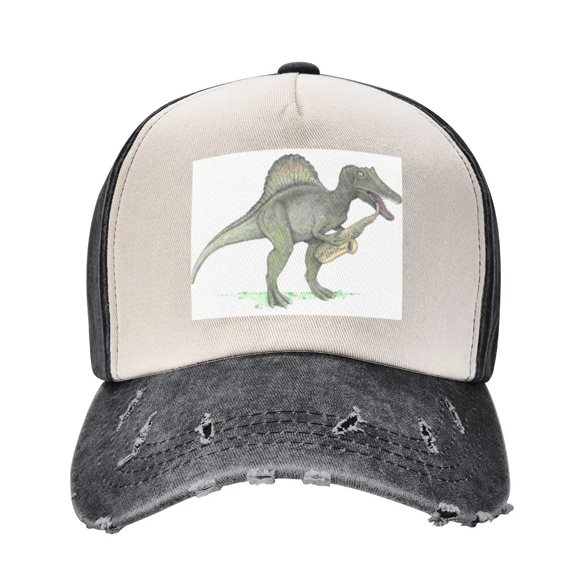 

Spinosaurus with Alto Sax Baseball Cap Wild Ball Hat Luxury Man Hat Brand Man cap Ladies Men's