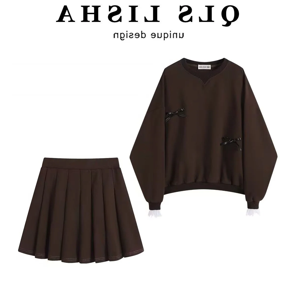 

Модный комплект из свитшота и юбки больших размеров для женщин: повседневная осенне-зимняя одежда для веса от 300 фунтов и выше, удобный комплект из двух предметов.