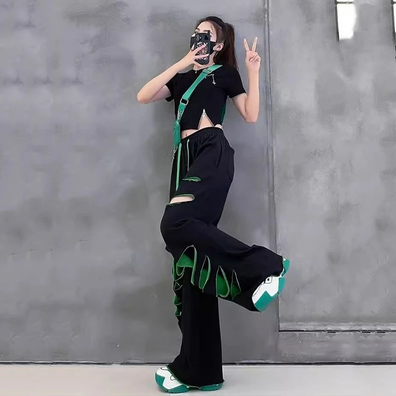 Woman Wide Leg Trousers 90s High Quality New In Casual Comfortable Stretch Korean Fashion Trends 2025 G Ripped Pants For Women