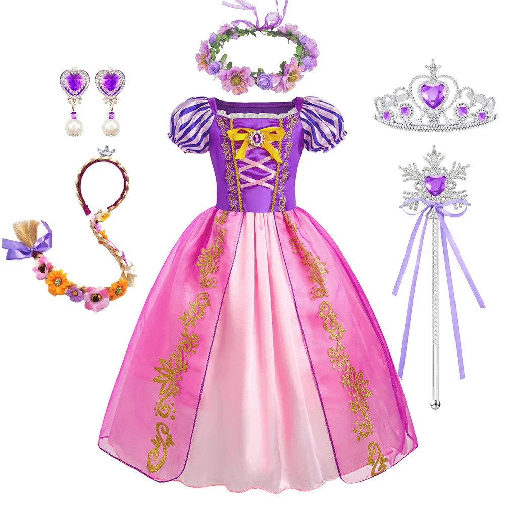 Mädchenkostüm Kinder Cosplay Prinzessinnenkleid Halloween Geburtstag Festliches Partykleid Rapunzel-Kleid Mädchen Karneval Tangled-Kostüm – Detail 9