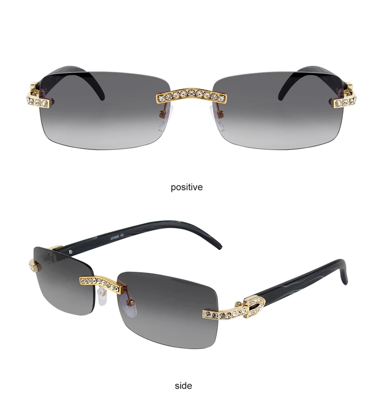 Kenbo Vintage Mode Neue Marke Randlose Strass Sonnenbrille Beliebte Diamant Metall Männer Frauen Luxus Design Sonnenbrille Unisex – Detail 7