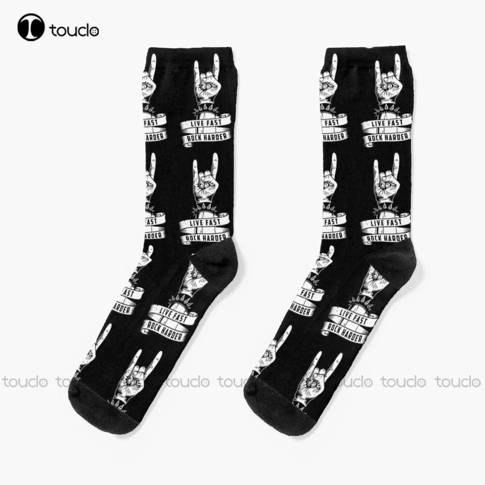 

Heavy Metal - Live Fast Rock Harder Concert Music Festival Rock Gift Socks Winter Socks For Women Christmas Gift Custom