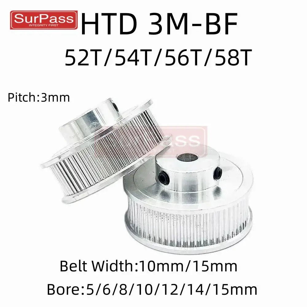 

3D Printer Parts 3M Timing Pulley 52T/54T/56T/58Teeth Bore 5/6/8/10/12/14/15mm Synchronous Wheels Width 10/15mm Belt