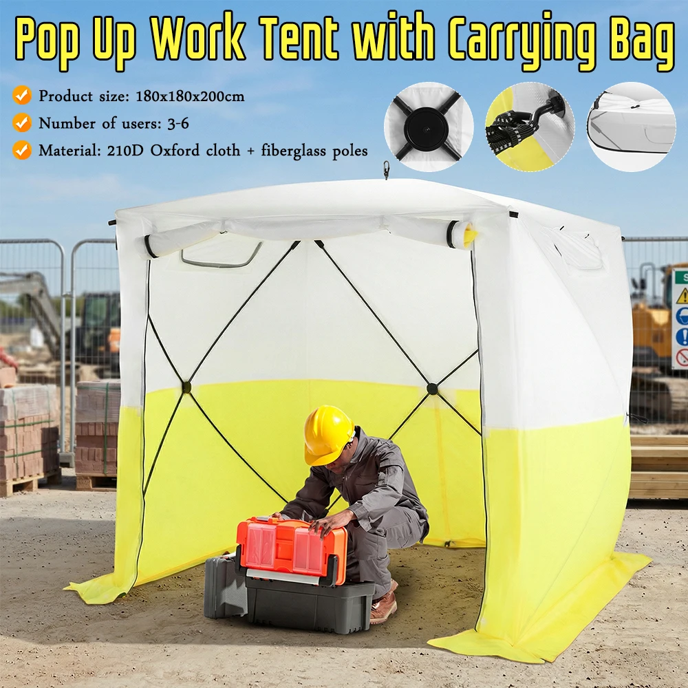 

Portable Emergency Shelter Waterproof Resistant 70.86x70.86x78.74in with Carrying Bag for Pool Camping Outdoor Worksite