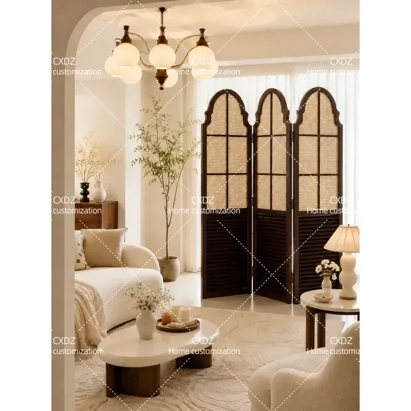 French Medieval Style Movable Folding Screen Partition for Living Room Bedroom Advanced Sense Shielding 2026 New Baffle