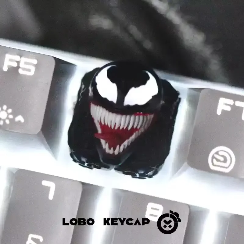 

Cute Dark Venom Keycaps For Mechanical Keyboard Cherry R4 Profile 3D Resin Gaming Keyboards Keycaps Collectibles Gifts